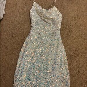 Dazzling Sequin Mini Dress in White